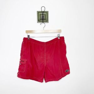 Vintage Quicksilver Red Short Swim Shorts Trunks